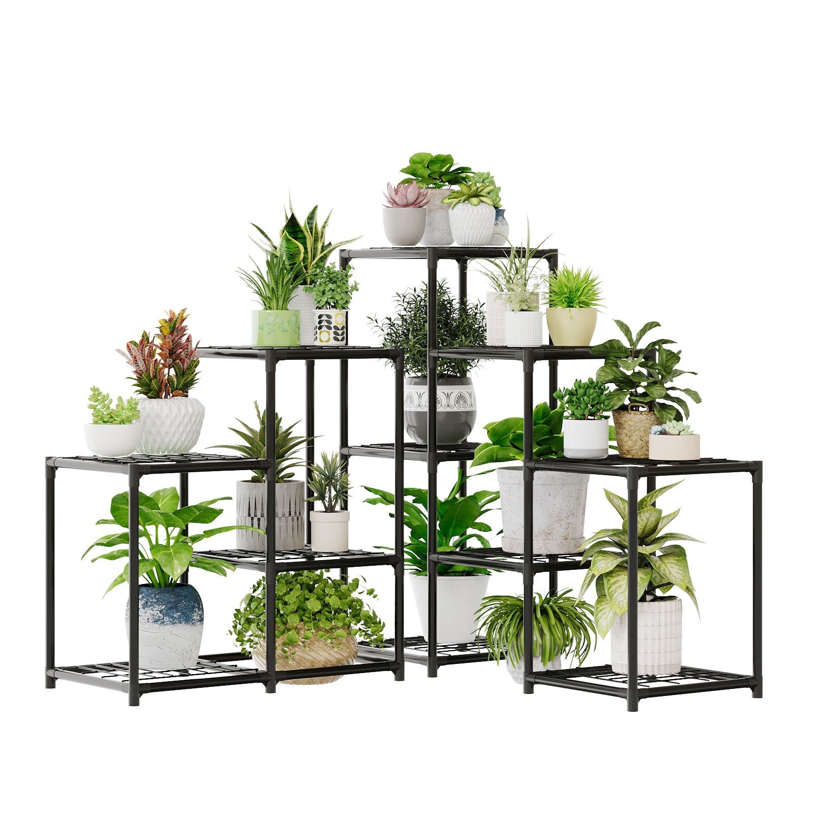 Corner Plant Stand Indoor Metal Plant Shelf 5-Tier 11 Potted Black