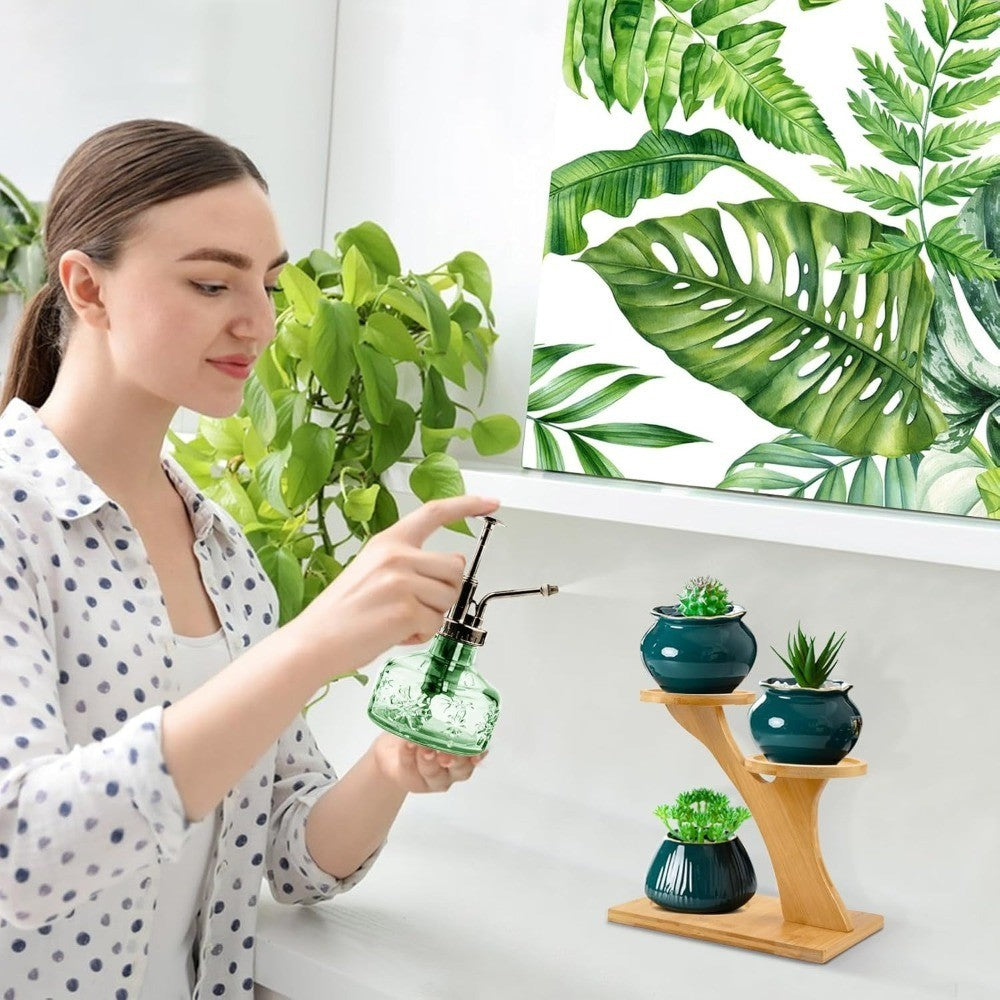 Bamboo Plant Stand ,3 Tiers Indoor Succulent Windowsill Shelf - Small Tabletop